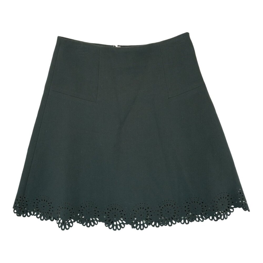 Loft Skirt Womens‎ Size 0 Lined Black Scalloped Knee Length Back Zip MSRP $80